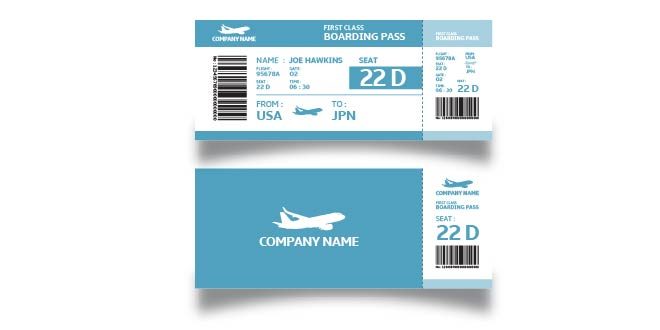 Boarding pass template in blue tones Free Vector