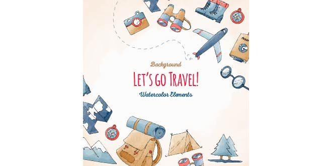 Travel and vacation elements background Free Vector