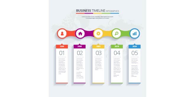 Colorful business timeline with flat design Free Vector