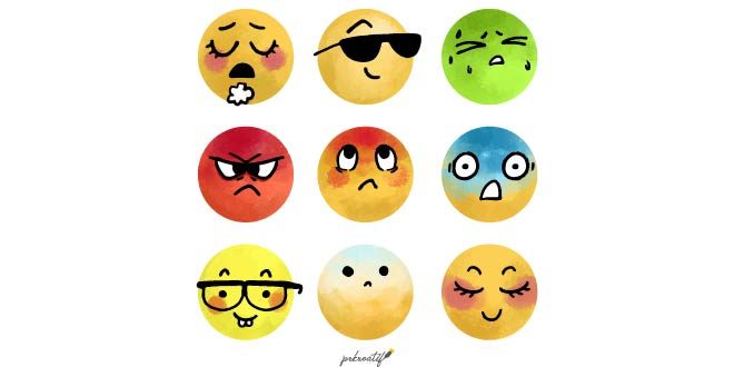 assortment fantastic watercolor emojis free vector