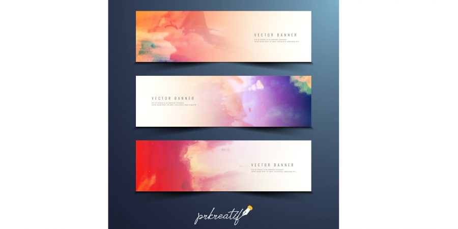 Abstract colorful watercolor banners