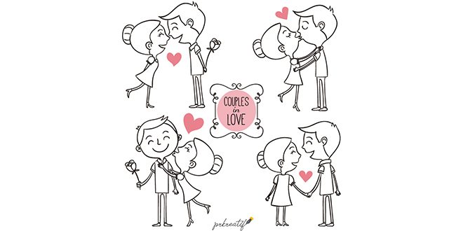 Hand drawn couples in love Vector
