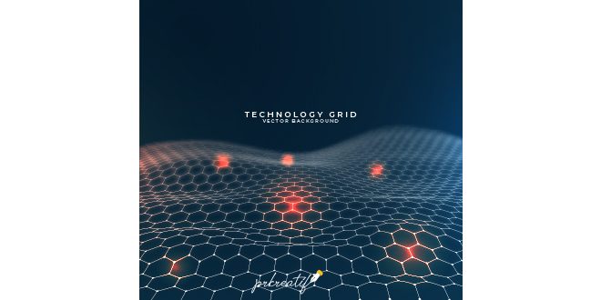 Abstract background with technology grid Vector