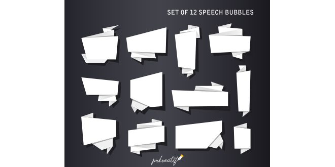 Abstract banners set, folded paper tape, or original voice bubbles Vector
