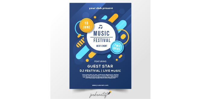 Abstract blue poster design for music festival Vector