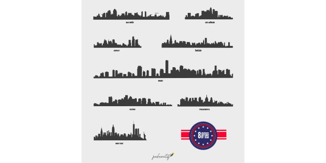 American Cities silhouettes Vector