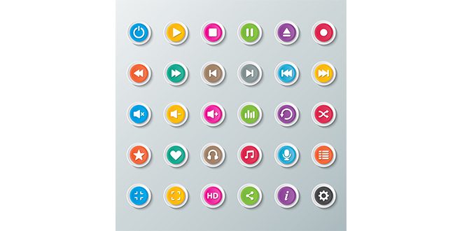 Buttons for music player Free Vector
