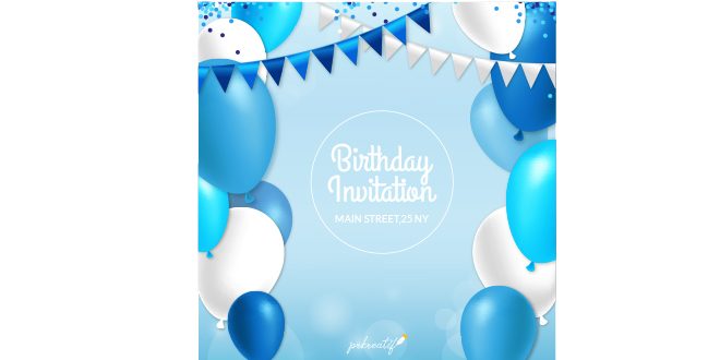 Birthday invitation with blue balloons Vector