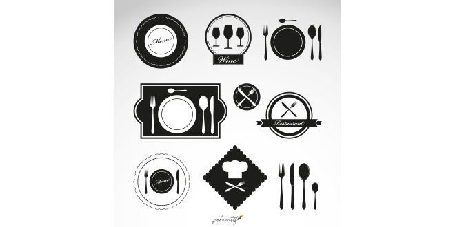 Black restaurant logos Vector