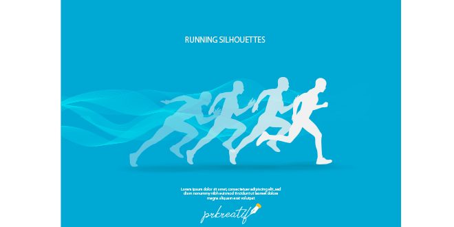 Blue background of silhouettes running Vector