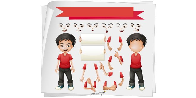 Boy with different set of faces illustration Vector