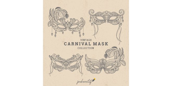 Carnival mask collection Vector