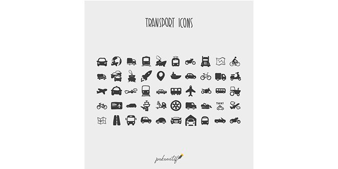 Cartoon collection of transport icons