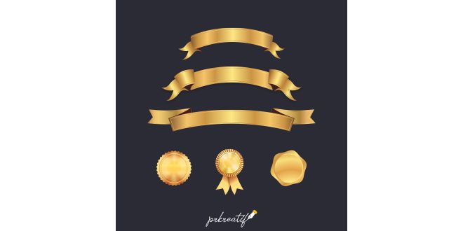 Certificate elements collection in golden color Vector