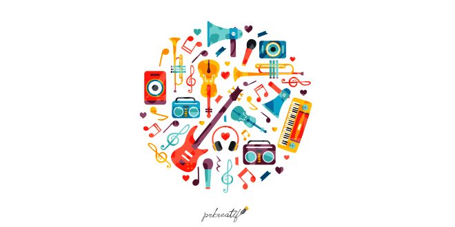Circle made of music instruments Vector