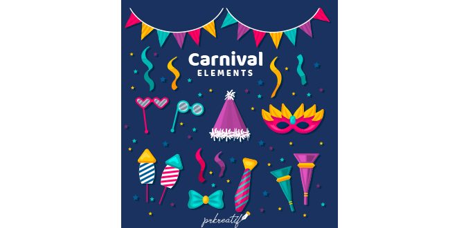 Collection of carnival elements Free Vector