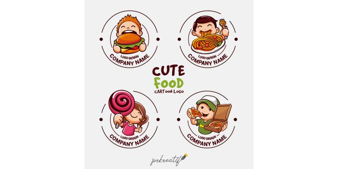 Collection Cute Logos Food Industry Vector