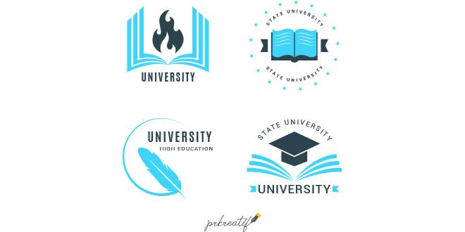 Collection of flat university logos Vector