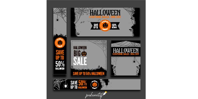 Collection of halloween sale banner Vector