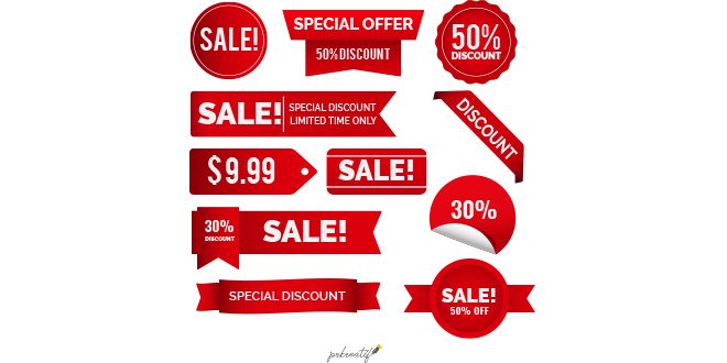 Collection of red discount stickers Vector