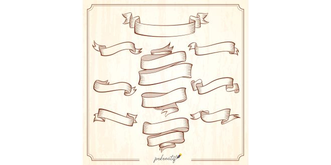 Collection of vintage ornamental ribbons Vector