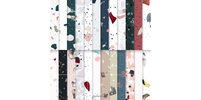Colorful Terrazzo seamless pattern posters vector set Vector