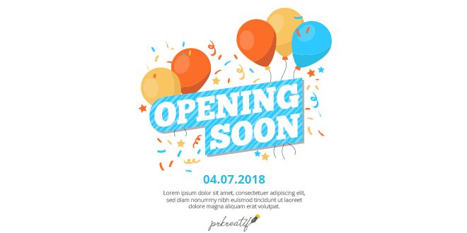 Colorful opening soon composition with flat design Vector