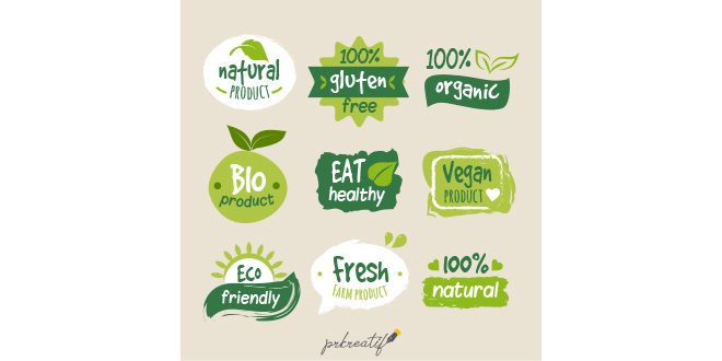 Colorful organic food logo collection Vector