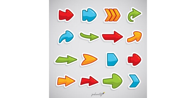 Colorful stickers of flat arrows Vector