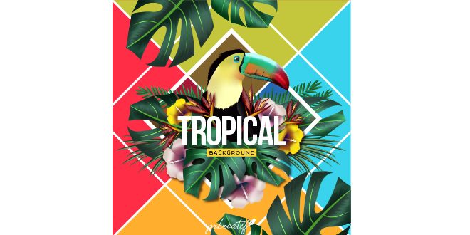 Colorful tropical background with realistic design Vector