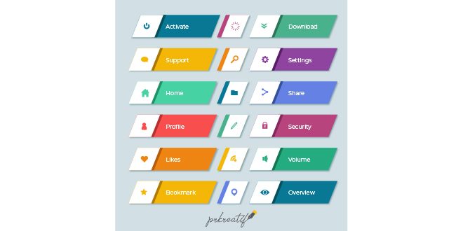 Colorful web design button collection with flat design Vector