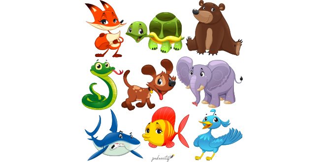 Coloured animals collection Vector