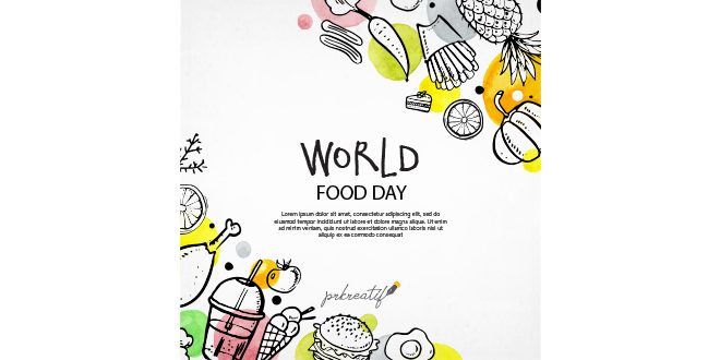 Colourful world food day background Vector