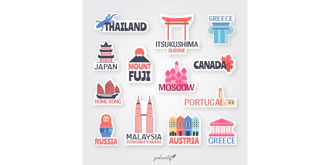 Countries sticker collection Vector