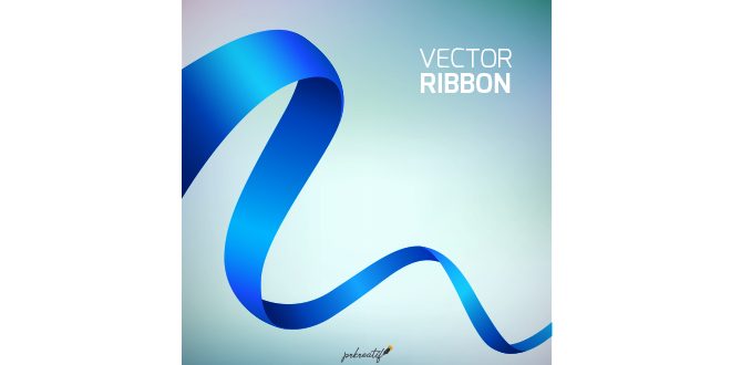 Curved ribbon in blue color Vector