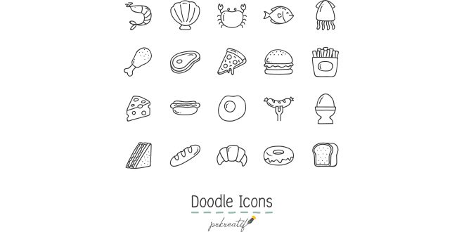Doodle Food Icons Free Vector