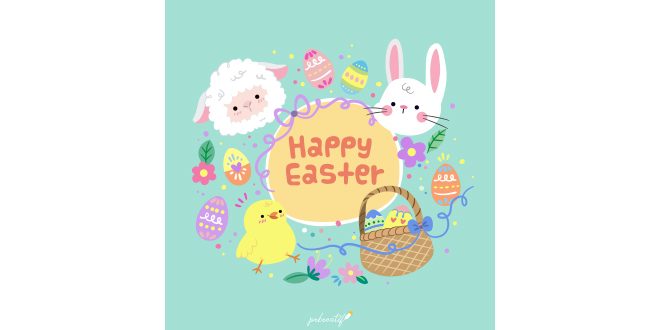 Easter background with traditional objects Vector