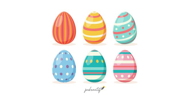 Easter day eggs collection in flat style Vector