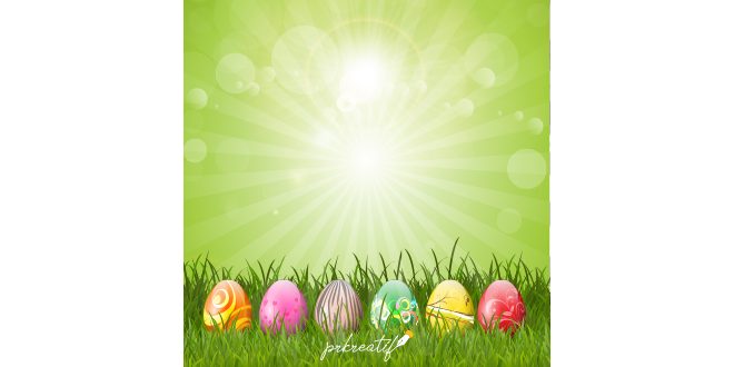 Easter eggs Green Background Vector