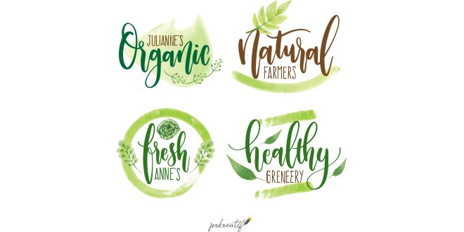 Ecological watercolor logos Vector