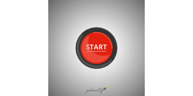 Flat red start button Vector