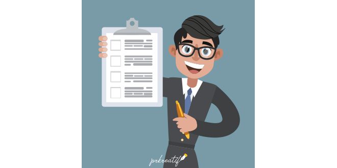 Flat salesman with contract document Vector