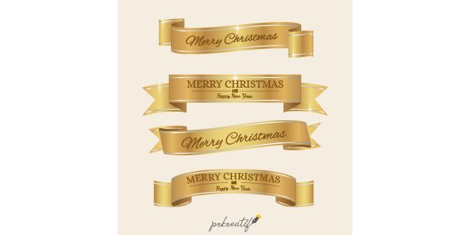 Golden elegant christmas ribbons Vector