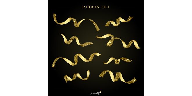 Golden festive ribbon set vector Vector