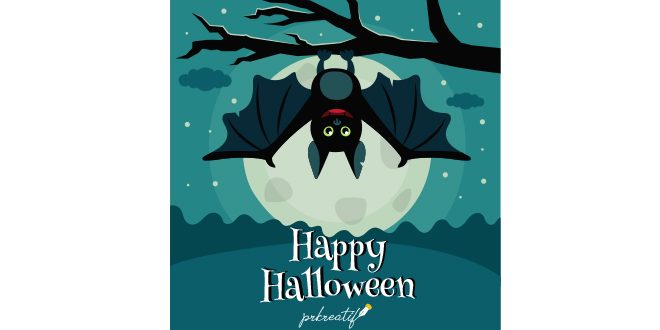 Halloween bat background in flat design Vector