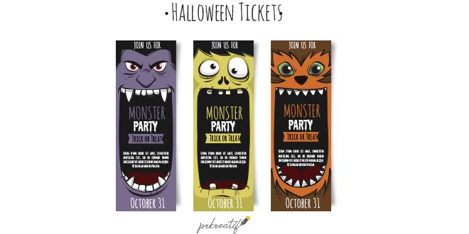 Halloween tickets with monsters Vector