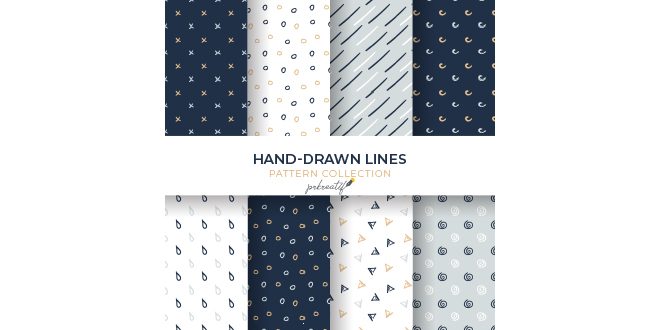 Hand-drawn Shapes and Lines Seamless Pattern Collection Vector