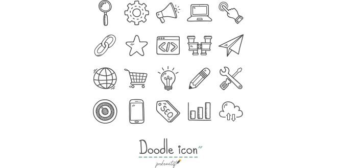 Hand drawn business icons collection Vector