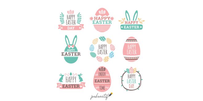Hand drawn easter day label/badge collection Vector