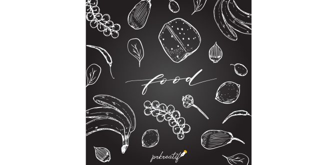 Hand drawn food background Vector